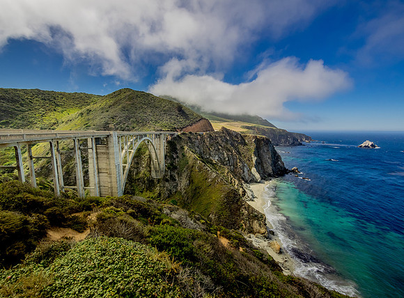 Bixby Creek Bridge, Bright Clouds Morning